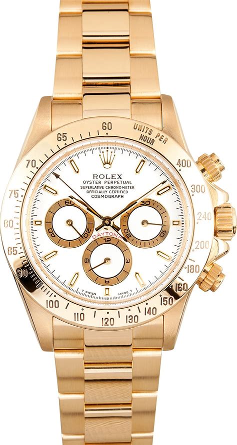 rolex daytona 18k yellow gold white dial|Rolex daytona white gold price.